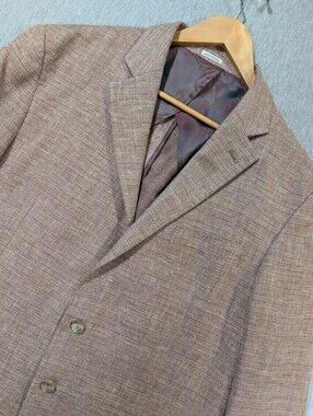 Joseph Abboud Heritage Wool Linen Blend Blazer Men's 48L Maroon Slim Fit Suit